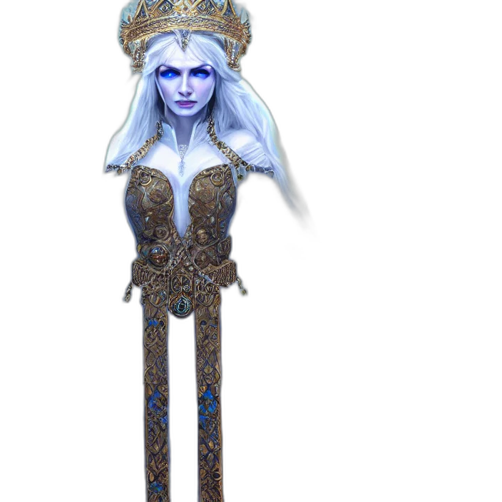 staff, sword, crown, dress, concept art, fantasy art, 3d render, pixel art transparent PNG cut-out