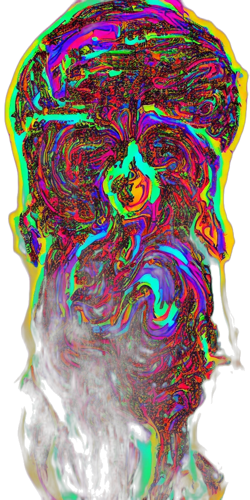 mask, hair, face, crown, vaporwave, 3d render, anime, concept art transparent PNG cut-out