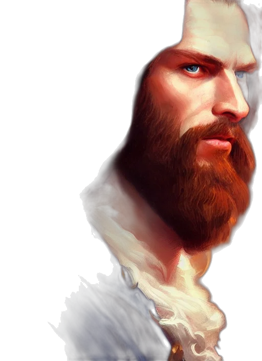 face, sword, fantasy art, photorealistic, concept art, oil painting, red, portrait transparent PNG cut-out