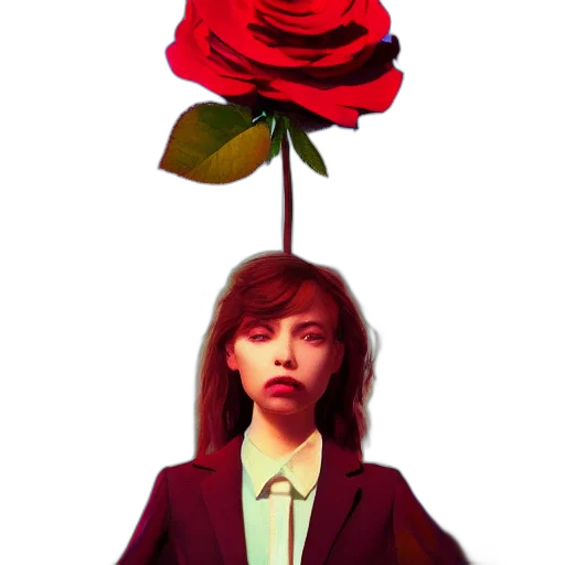 flower, umbrella, staff, face, concept art, vaporwave, photorealistic, fantasy art transparent PNG cut-out