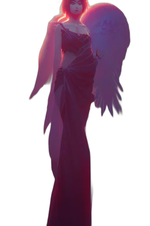 dress, staff, creature, crown, concept art, fantasy art, 3d render, vaporwave transparent PNG cut-out