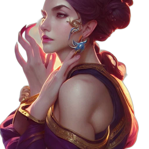 jewelry, face, dress, crown, fantasy art, concept art, photorealistic, oil painting transparent PNG cut-out