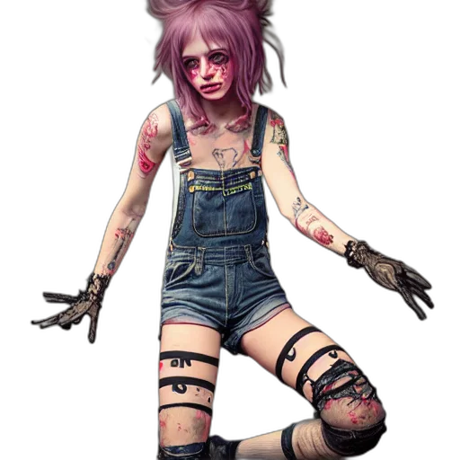 cyberpunk, concept art, fantasy art, photorealistic, full, body, pose, grungy transparent PNG cut-out