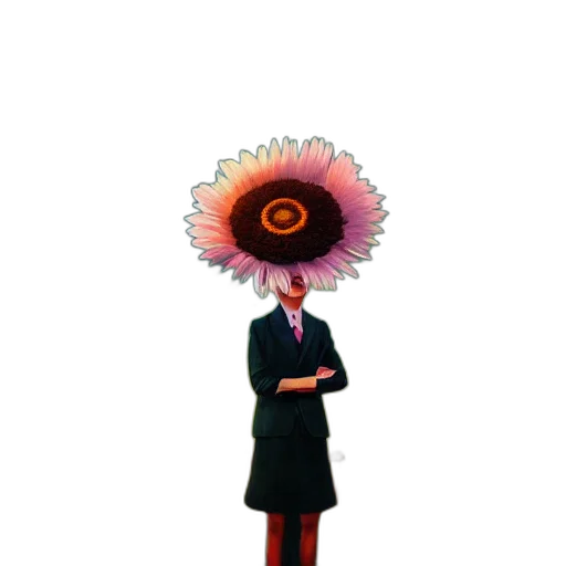 hat, umbrella, staff, flower, concept art, 3d render, fantasy art, cartoon transparent PNG cut-out