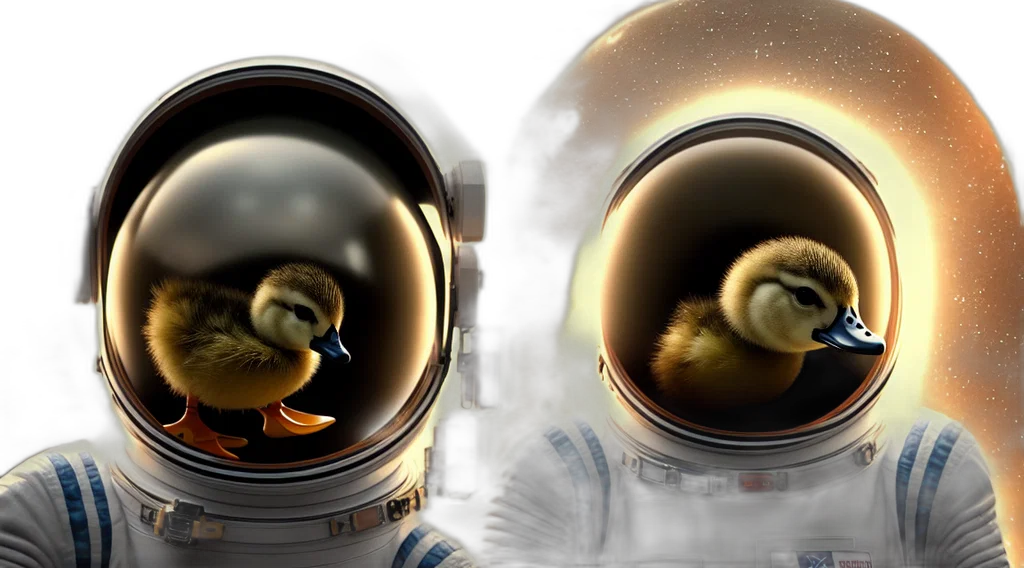 concept art, 3d render, photorealistic, outer space, golden, epic, portrait, astronaut transparent PNG cut-out