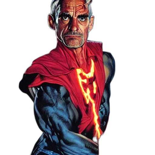 staff, jacket, face, comic book art transparent PNG cut-out
