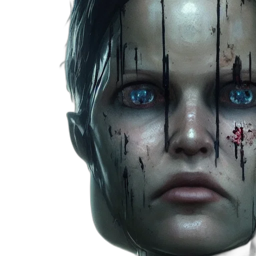 face, concept art, cyberpunk, photorealistic transparent PNG cut-out