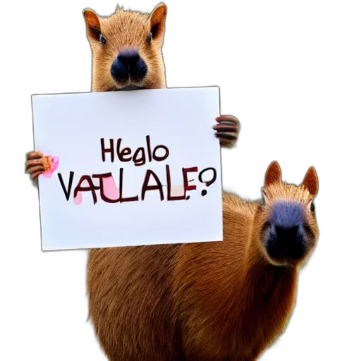 animal, realistic, high, quality, photo, capybara, holding, sign transparent PNG cut-out