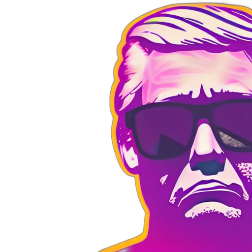 face, vaporwave, comic book art, cartoon transparent PNG cut-out
