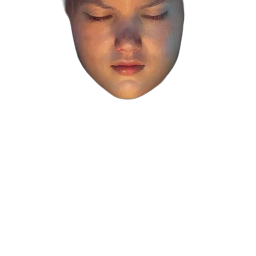 face, mask, hat, crown, photorealistic, 3d render, concept art, vaporwave transparent PNG cut-out