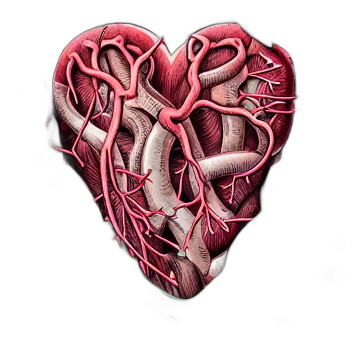 photorealistic, concept art, 3d render, anatomical, hearts, wrapped, vines, thorns transparent PNG cut-out