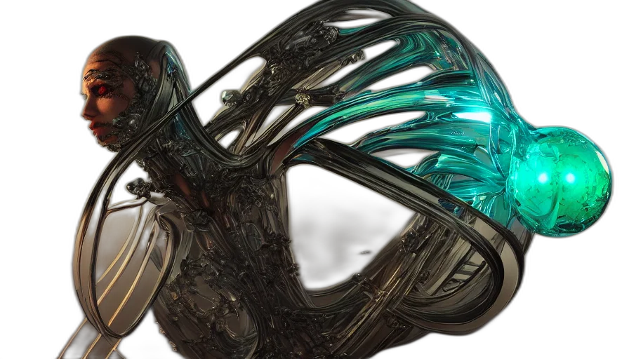 mask, jewelry, robot, crown, 3d render, cyberpunk, concept art, outer space transparent PNG cut-out
