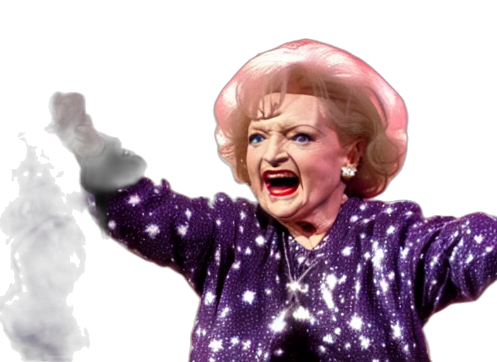 photorealistic, publicity, photo, still, betty, white, gangsta, rapper transparent PNG cut-out