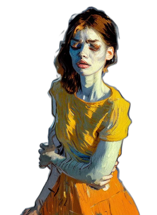 dress, face, staff, oil painting transparent PNG cut-out
