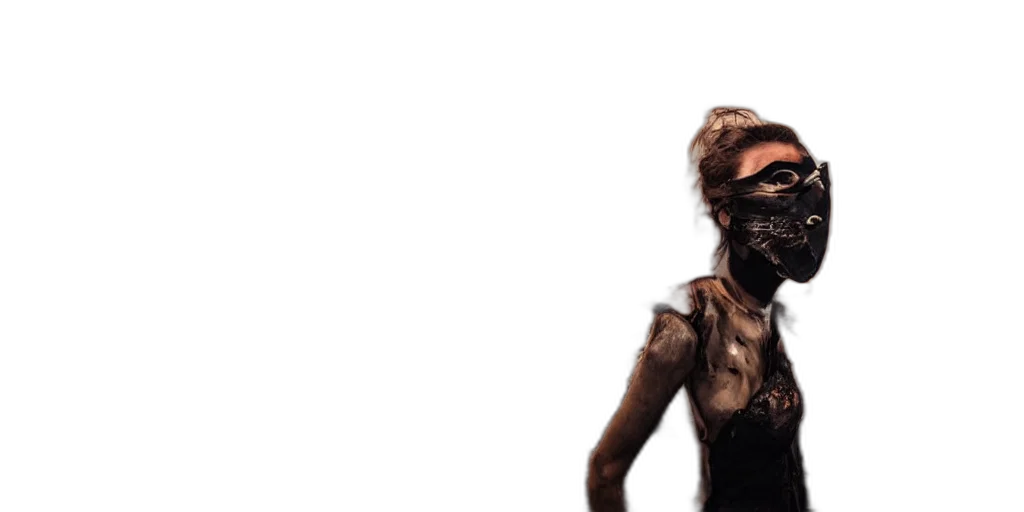 mask, face, creature, 3d render, concept art, comic book art, photorealistic, dark transparent PNG cut-out