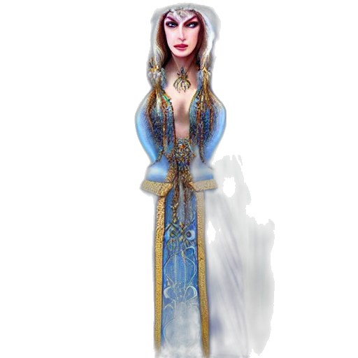 dress, jewelry, staff, fantasy art transparent PNG cut-out