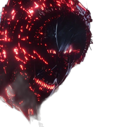 mask, hair, creature, dragon, concept art, 3d render, cyberpunk, outer space transparent PNG cut-out