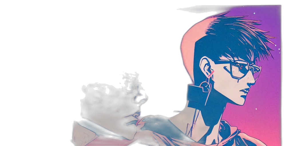 mask, vaporwave, cyberpunk, concept art, comic book art, neon lights, fire, outer space transparent PNG cut-out