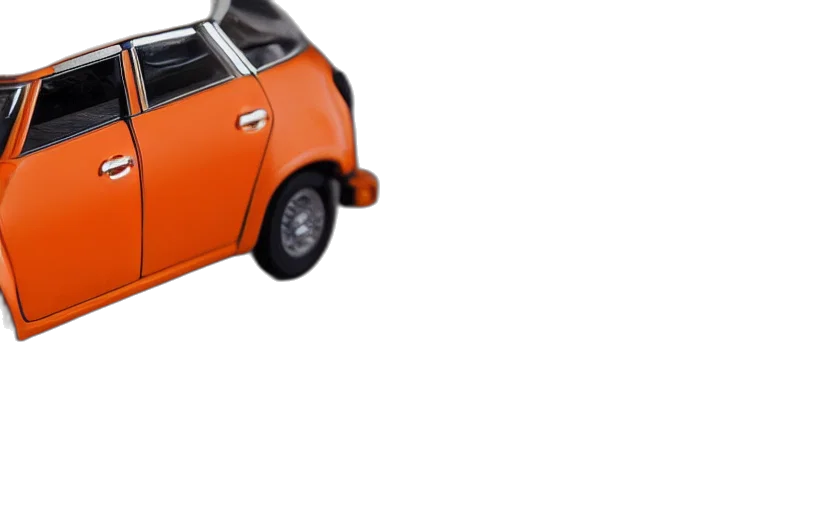 car, robot, 3d render, photorealistic, concept art, small, miniature, orange transparent PNG cut-out
