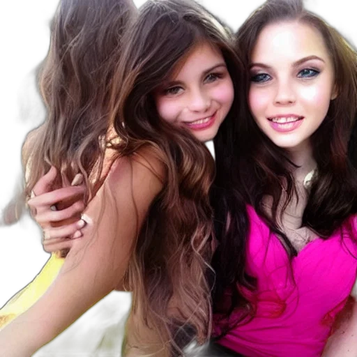 photorealistic, cartoon, beautiful, girls transparent PNG cut-out