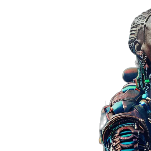 robot, face, cyberpunk, 3d render transparent PNG cut-out