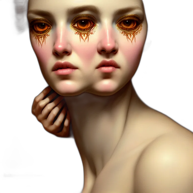 face, mask, robot, creature, photorealistic, fantasy art, concept art, 3d render transparent PNG cut-out