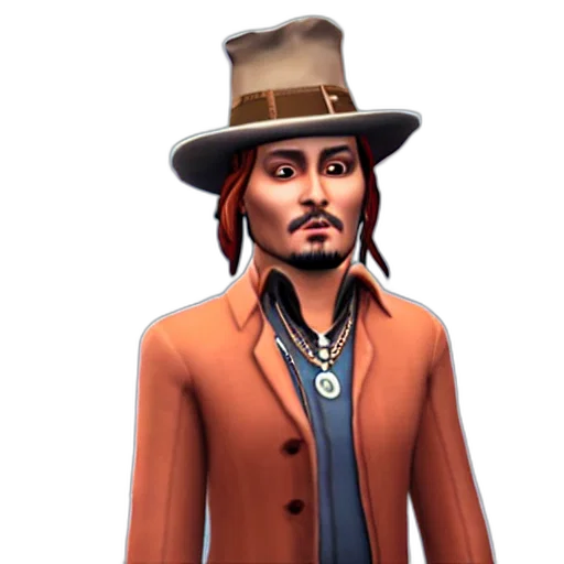 staff, hat, jacket, concept art, cartoon, 3d render, fantasy art, johnny transparent PNG cut-out