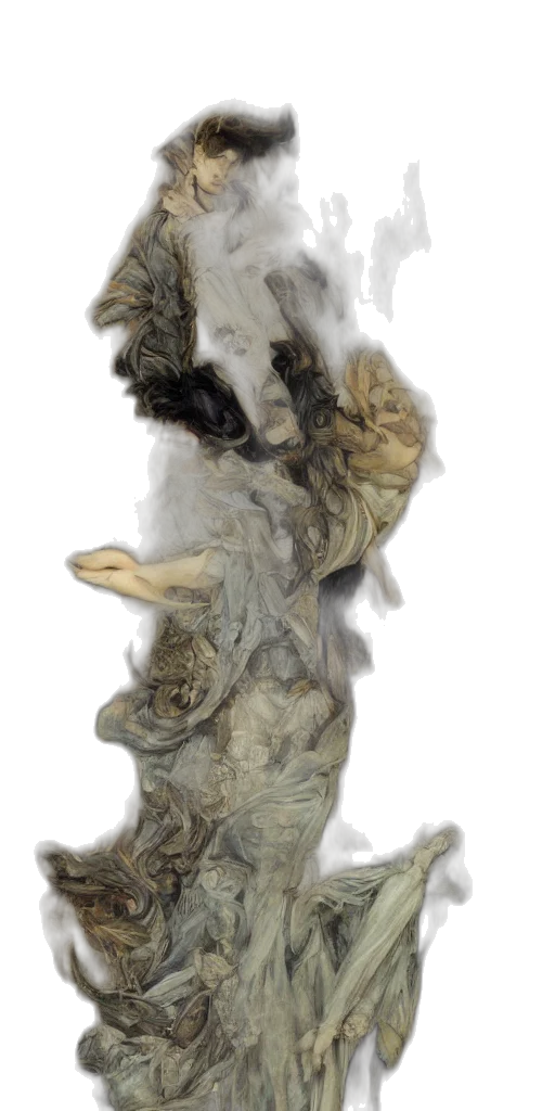 dress, hair, mask, creature, fantasy art, photorealistic, concept art, watercolor transparent PNG cut-out