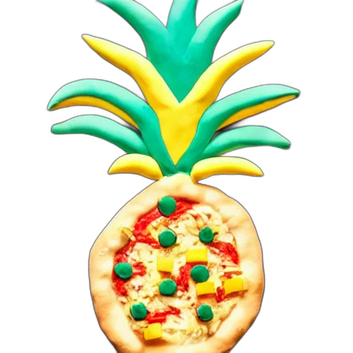 food, watercolor, 3d render, vaporwave, concept art, clay, pineapple, pizza transparent PNG cut-out