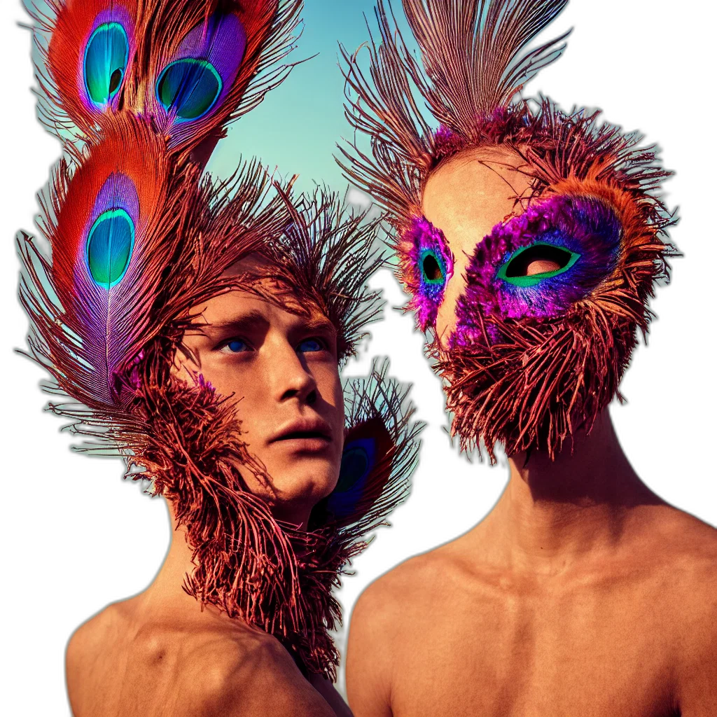 mask, face, hair, concept art, fantasy art, photorealistic, 3d render, humanoid transparent PNG cut-out
