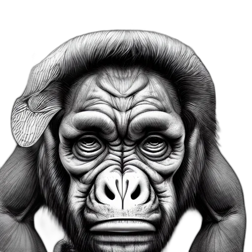 animal, face, mask, creature, photorealistic, pencil sketch, concept art, 3d render transparent PNG cut-out