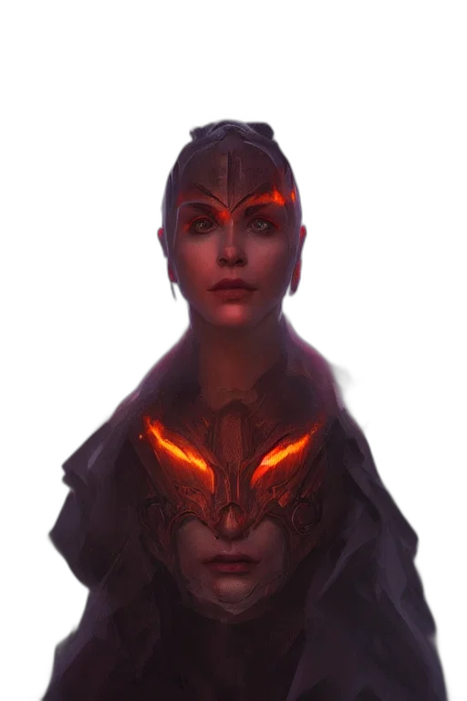 mask, face, crown, staff, concept art, fantasy art, cyberpunk, comic book art transparent PNG cut-out