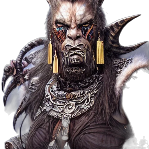 face, creature, staff, mask, fantasy art, concept art, photorealistic, comic book art transparent PNG cut-out