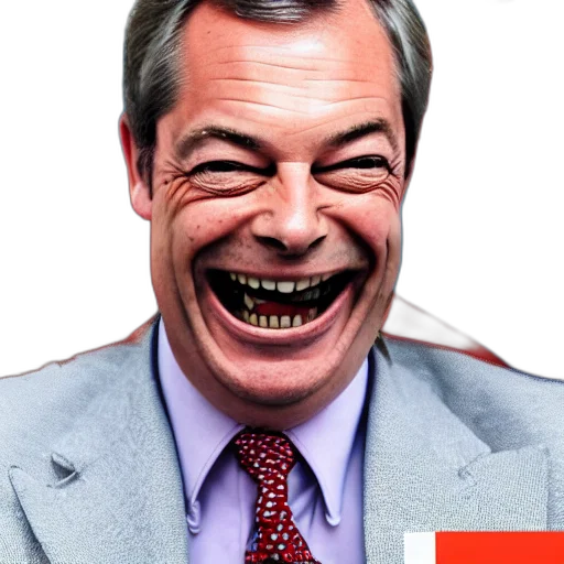 face, creature, animal, mask, nigel, farage, laughing, holding transparent PNG cut-out