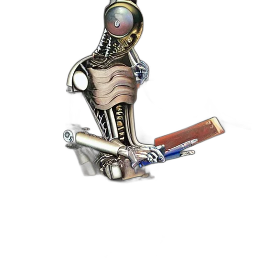 robot, staff, jewelry, sword, concept art, 3d render, fantasy art, cyberpunk transparent PNG cut-out