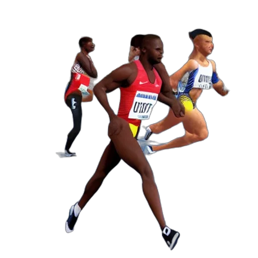 3d render, pixel art, concept art, photorealistic, sprinters, vying, gold, track transparent PNG cut-out