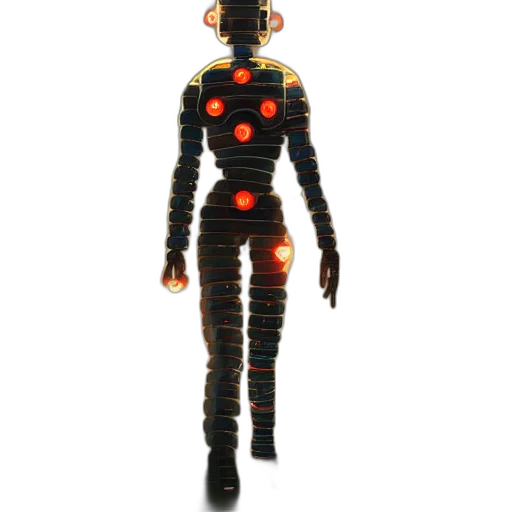 robot, creature, staff, dress, 3d render, concept art, cyberpunk, pixel art transparent PNG cut-out