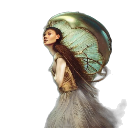 hair, dress, dragon, creature, fantasy art, concept art, photorealistic, oil painting transparent PNG cut-out