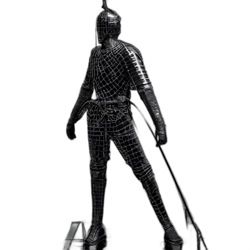 staff, sword, robot, weapon, 3d render, concept art, knight, statue transparent PNG cut-out