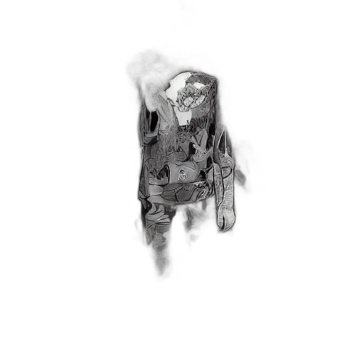 jacket, mask, robot, creature, pencil sketch, concept art, comic book art, photorealistic transparent PNG cut-out