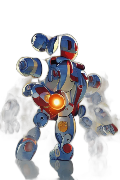 robot, weapon, concept art, 3d render, pixel art, comic book art, metabots, medabots transparent PNG cut-out
