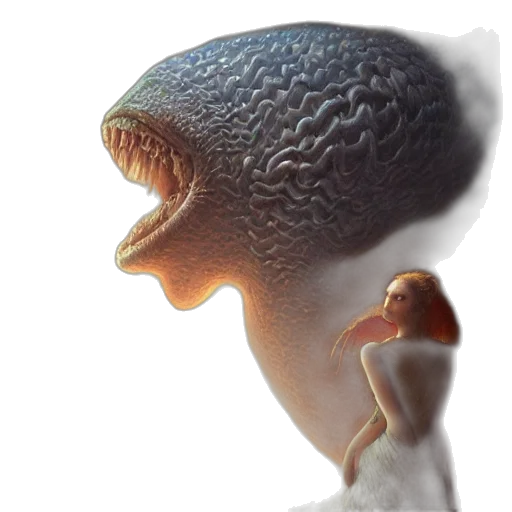 creature, hat, animal, hair, concept art, 3d render, photorealistic, outer space transparent PNG cut-out