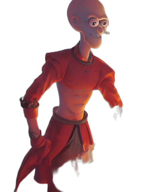 robot, staff, mask, creature, concept art, 3d render, fantasy art, comic book art transparent PNG cut-out