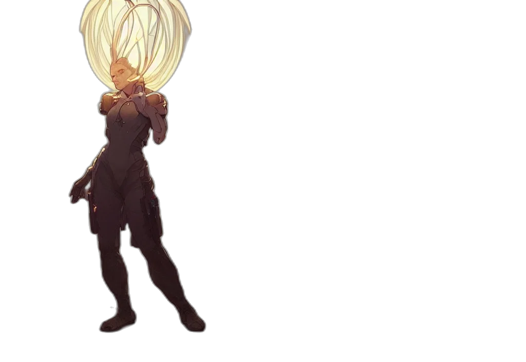 hair, staff, crown, mask, concept art, 3d render, anime, pixel art transparent PNG cut-out