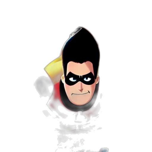 mask, face, jacket, crown, cartoon, comic book art, concept art, 3d render transparent PNG cut-out