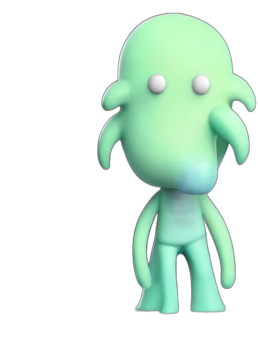 creature, staff, robot, animal, 3d render, concept art, pixel art, vaporwave transparent PNG cut-out
