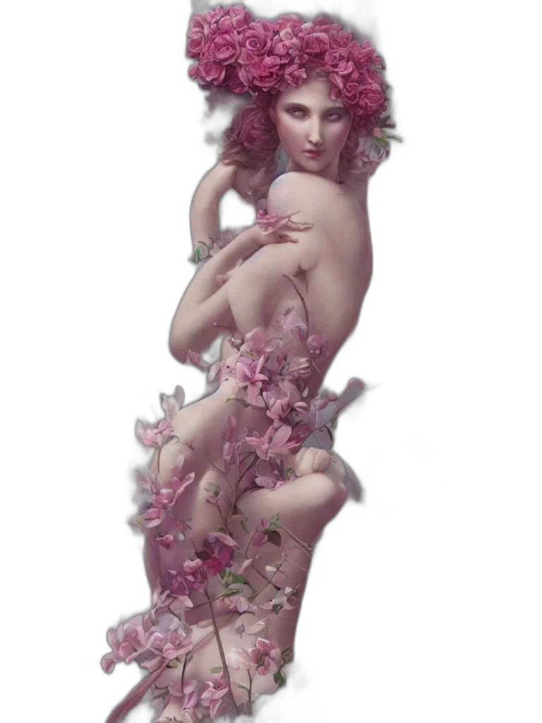 dress, creature, flower, fantasy art transparent PNG cut-out