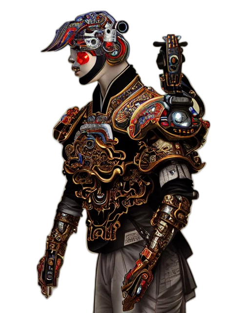 staff, robot, weapon, mask, concept art, fantasy art, cyberpunk, comic book art transparent PNG cut-out