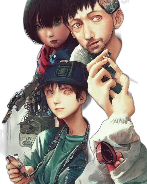 concept art, comic book art, anime, cyberpunk transparent PNG cut-out