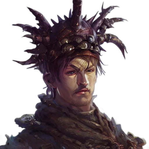 crown, hat, face, staff transparent PNG cut-out